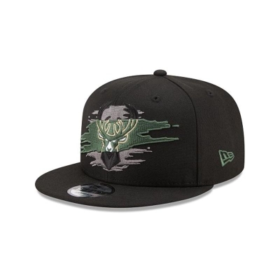 Green Milwaukee Bucks Hat - New Era NBA Logo Tear 9FIFTY Snapback Caps USA1725983